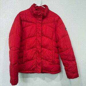 ZYIA ACTIVE Red Puffer Jacket Quilted Full Zip Stand Collar Women's Size L